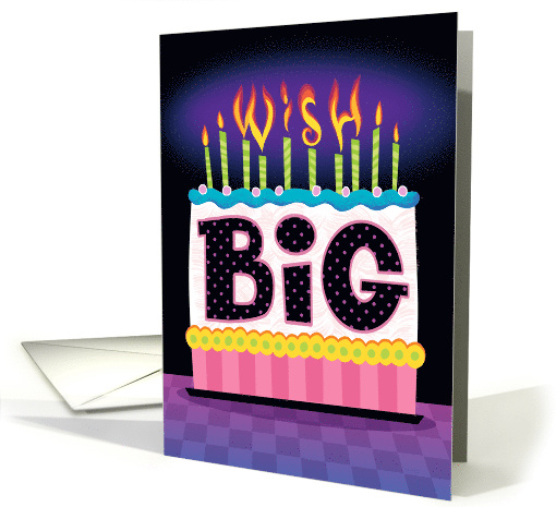 Happy Birthday Big Cake Wish Candles Hand Lettering card (1513180)