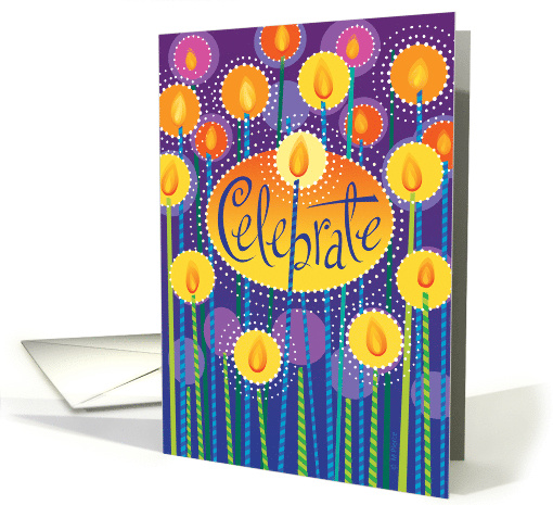 Happy Birthday Celebrate Lots of Candles Hand Lettered card (1514758)