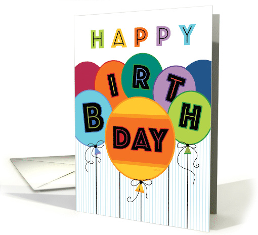 Happy Birthday Typography Bright Colored Balloons card (1514762)