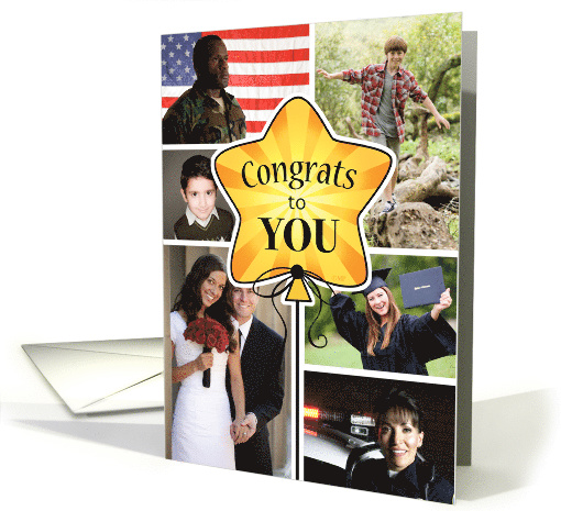 Congratulations Star Balloon Photo Collage card (1514768)