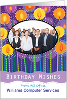 Business Happy Birthday Candles Custom Photo card