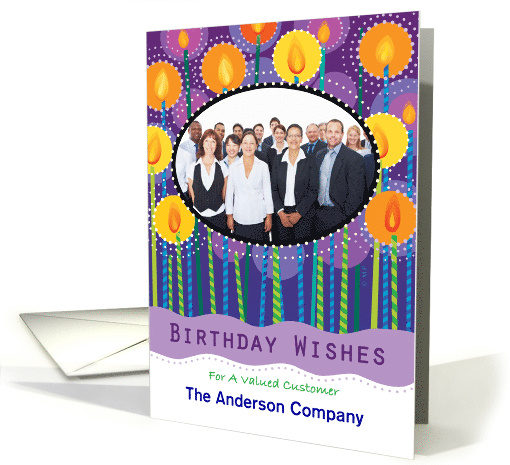 Business Happy Birthday Candles Custom Photo Customer card (1515346)