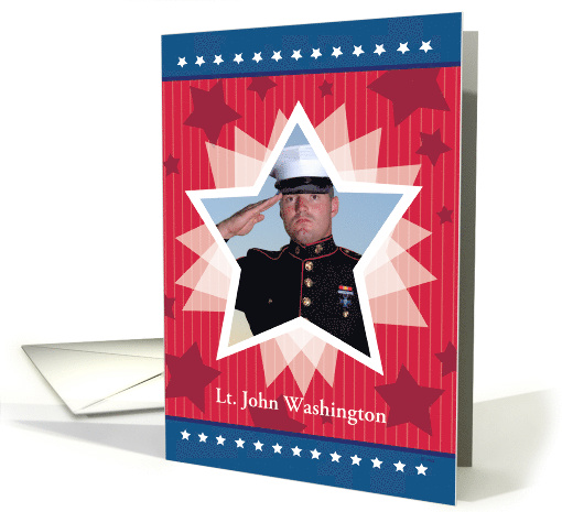Graduation Commission Announcement Stripes Stars Custom Photo card