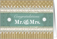 Rustic Congratulations Wedding Lace Burlap Button Bead Trim card