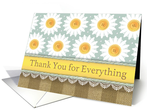 Rustic Thank You Lace Burlap Buttons Daisy card (1515906)