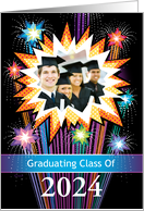 Graduation Party Invitation Colorful Fireworks Custom Photo And Year card