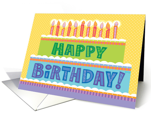 Happy Birthday Big Cake Candles Hand Lettering card (1517052)