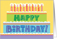 Happy Birthday Big Cake Candles Hand Lettering card