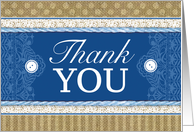Thank You Wedding Gift Rustic Blue Burlap Lace card