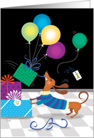 Dachshund Happy Birthday Presents Balloons card