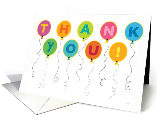 Birthday Thank You Gift Colorful Floating Balloons typography card
