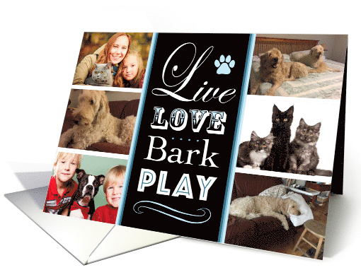 Dogs Photo Collage Father's Day Live Love Bark Play card (1518988)