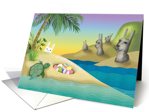 Happy Easter Island Bunny Turtle Eggs card (1519560)