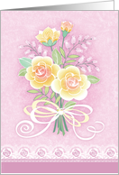 Pink Yellow Rose Lace Mother’s Day Bouquet For Mom From Son card