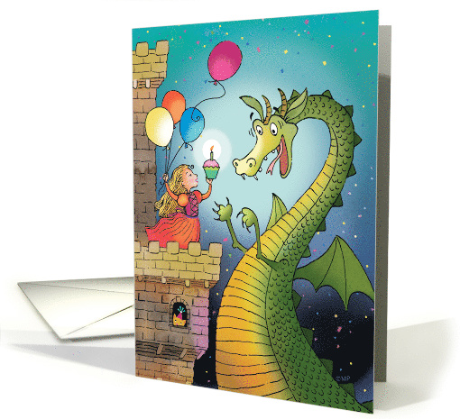 Birthday Dragon Princess Castle Balloons card (1530274)