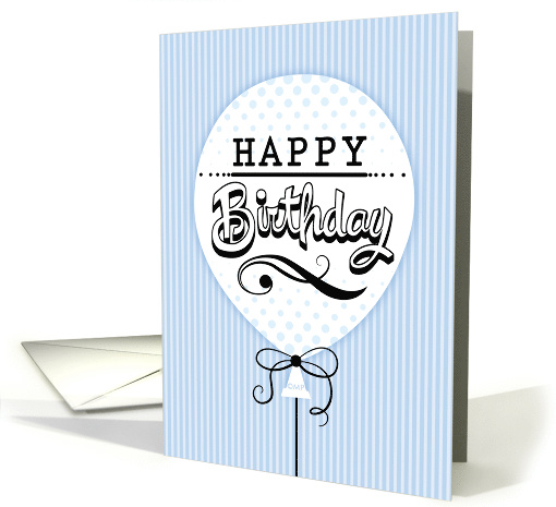 Happy Birthday Balloon Blue Stripes Business card (1530276)