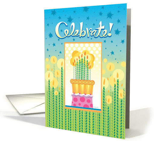 Celebrate Birthday Cake Candles Stars card (1530282)