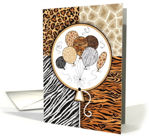 Animal Pattern Birthday Balloons card (1530284)