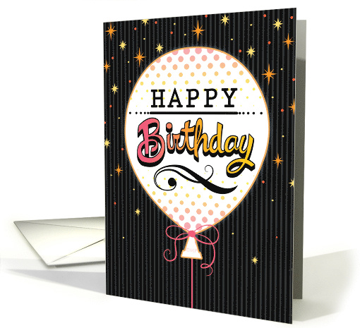 Birthday Retro Stars Balloon Hand Lettered Business card (1533448)