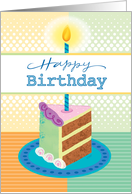 Birthday Cake Chocolate Slice Happy Birthday Candle Business card