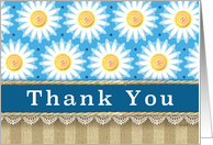 Thank You Daisy Burlap Lace Blue card