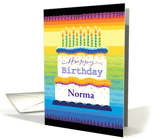 Happy Birthday Bright Colors White Cake Custom Name Business card