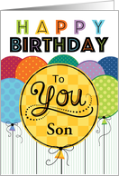 Happy Birthday Bright Balloons For Son card