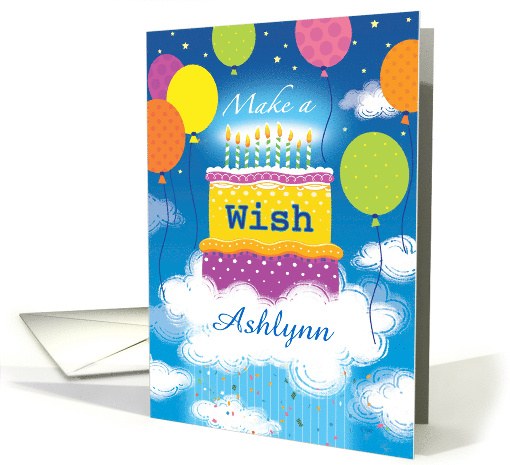 Happy Birthday Cake Balloons Sky Custom Name A card (1538672)