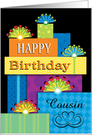 Happy Birthday Presents Bows Heart Custom Cousin card