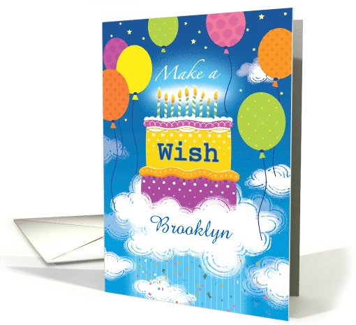 Happy Birthday Cake Make a Wish Custom Name B card (1538992)