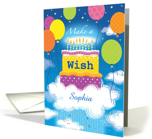 Happy Birthday Cake Make a Wish Custom Name S card (1538994)