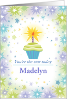 Birthday Cupcake with Stars Custom Madelyn M card