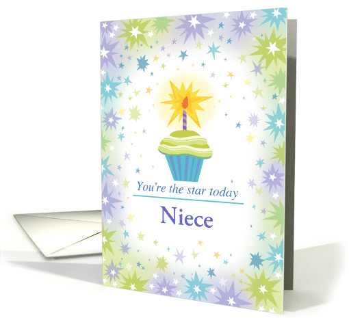 Niece Birthday Cupcake with Stars Custom card (1541442)