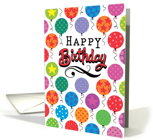 Balloons Happy Birthday Stars Polka Dots card (1542158)