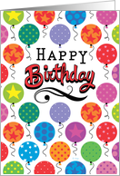 Balloons Happy Birthday Stars Polka Dots card