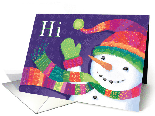 Seasons Greetings Snowman with Blowing Scarf Stocking Cap... (1544302)