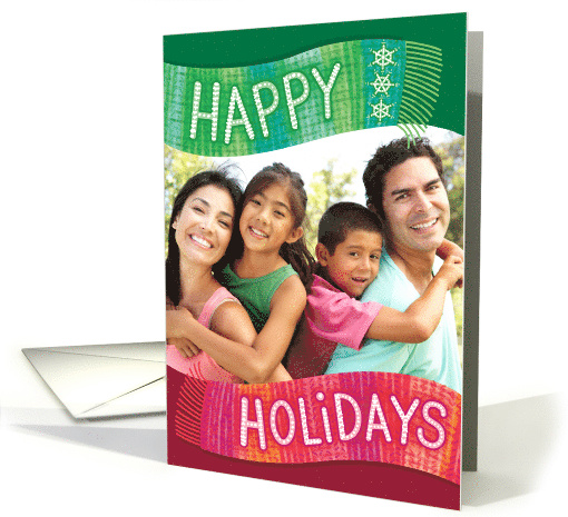 Happy Holidays Scarves Red Green Custom Photo card (1546940)