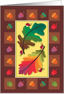 From Both of Us Happy Thanksgiving Leaves Acorns Lady Bugs card