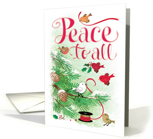 Peace To All Birds Merry Christmas Red Green card (1549472)