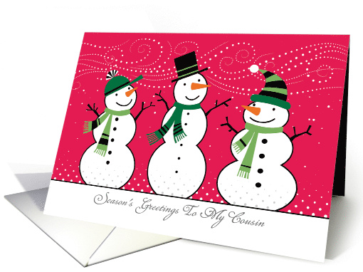 Cousin Happy Holidays Snowmen Christmas card (1552366)