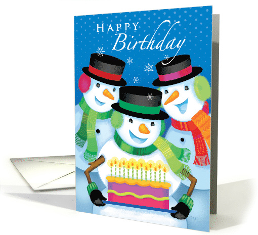 Winter Birthday cake Humorous Snowmen card (1552436)