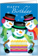 Winter Birthday cake Humorous Snowmen card