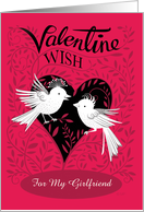 Girlfriend Valentine Wish Love Birds Heart card