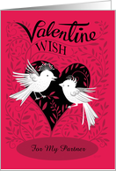 Partner Valentine Wish Love Birds Heart card