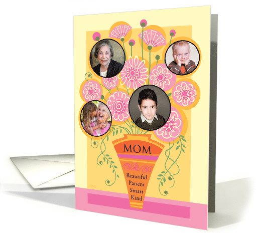 Mother's Day Floral Vase for Mom Pink Orange Custom Photo... (1568790)