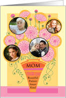 Mother’s Day Floral Vase for Mom Pink Custom Photo from Daughter card