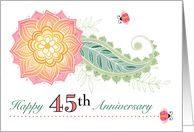 45th Wedding Anniversary Flower Paisley Lady Bugs Forty Five card