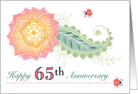 65th Wedding Anniversary Flower Paisley Lady Bugs Sixty fifth card