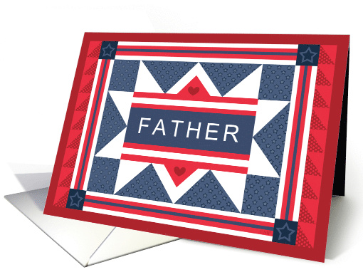 Father's Day Red White Blue Stars Stripes Patriotic card (1570646)