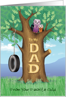 Father’s Day Owls Oak Tree Hanging Tire Swing From Your Favorite Child card